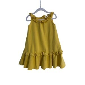 Janie and Jack dress girls size 4T yellow ruffle thick cotton blend stretchy